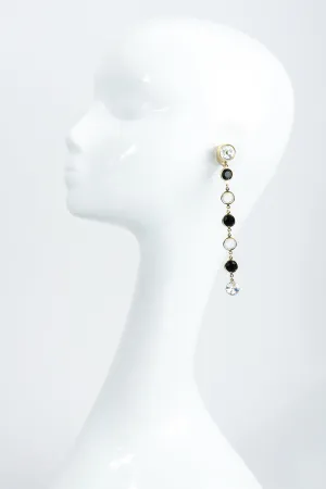 Long Crystal Bezel Drop Earrings