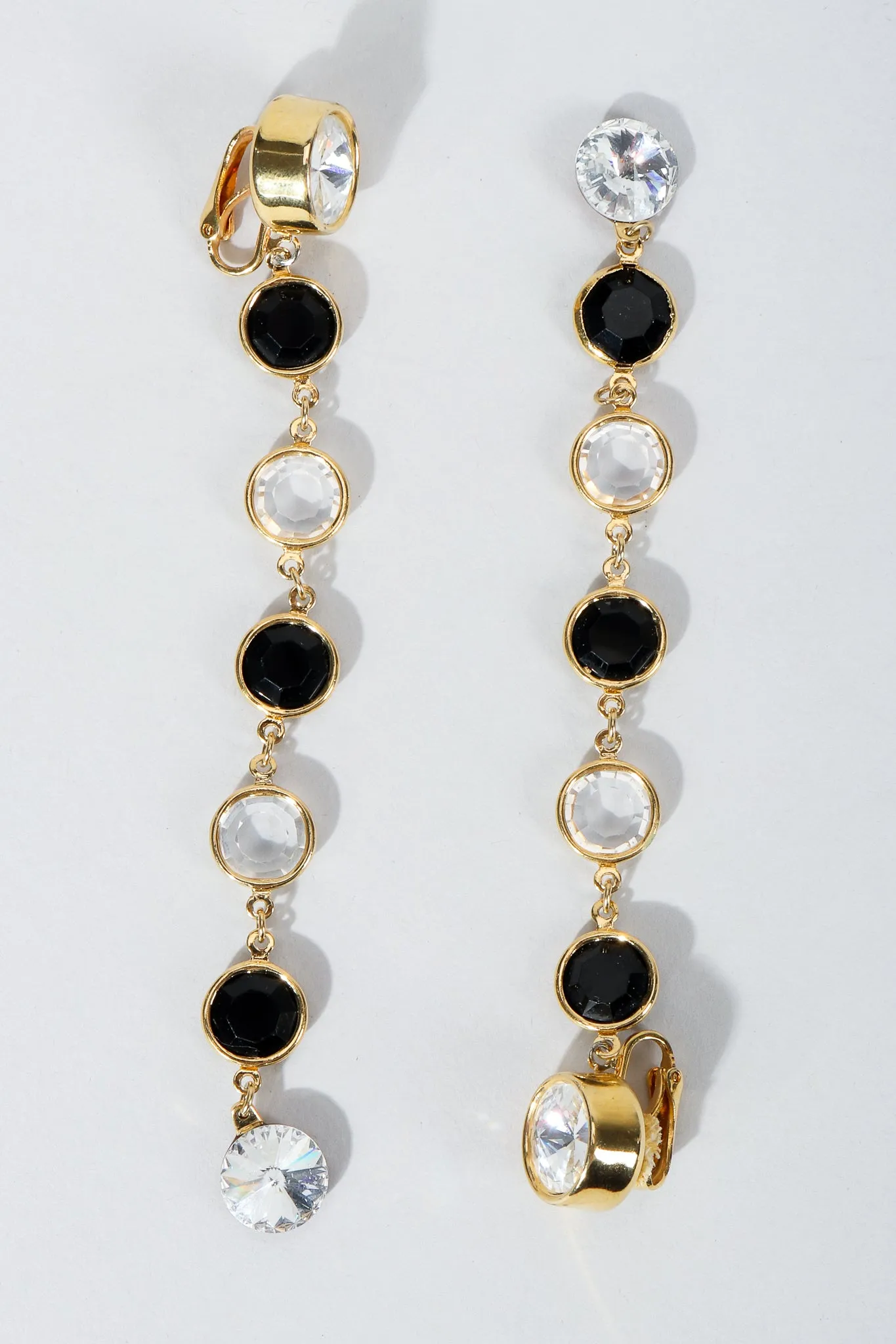 Long Crystal Bezel Drop Earrings