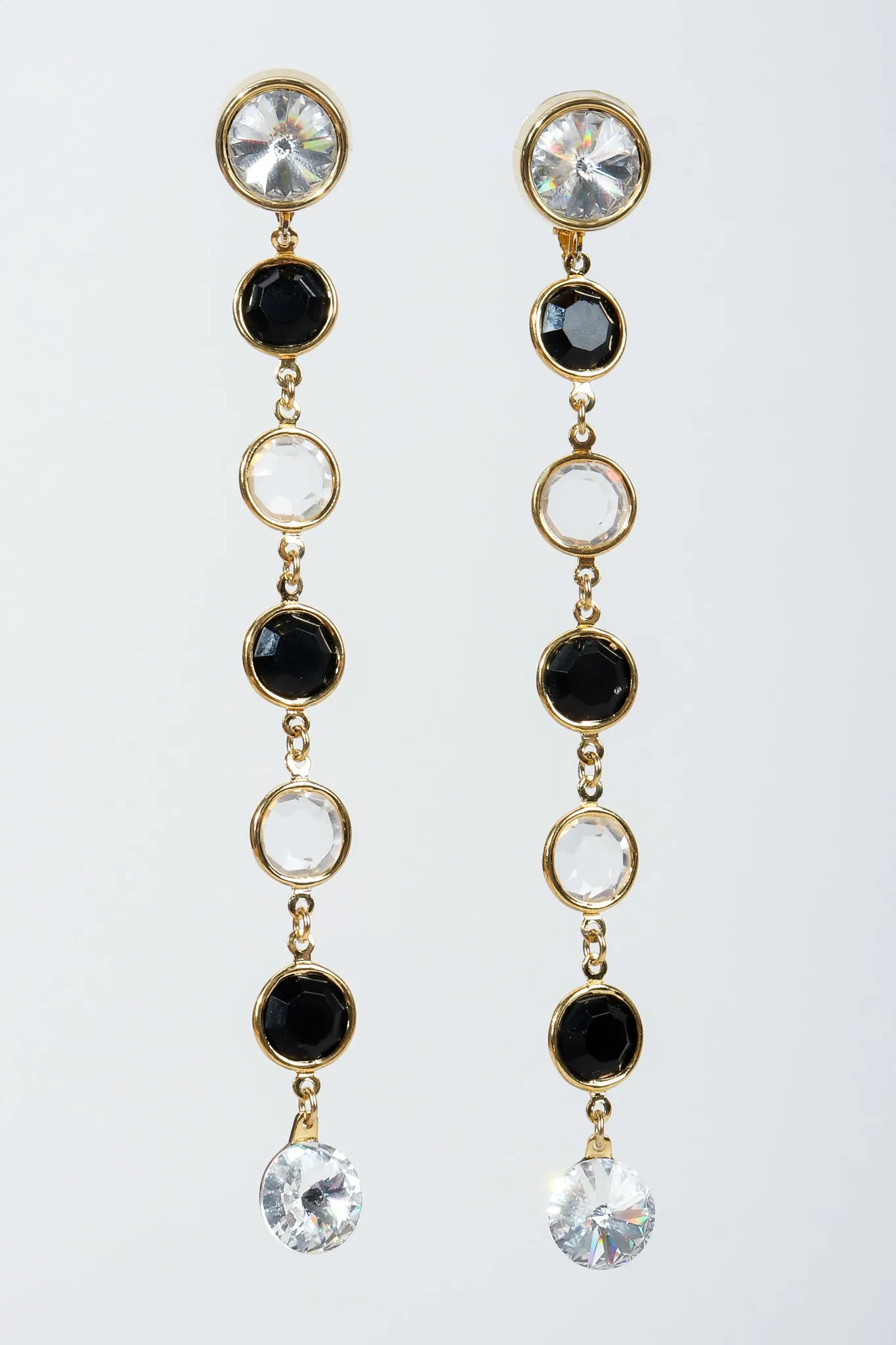Long Crystal Bezel Drop Earrings