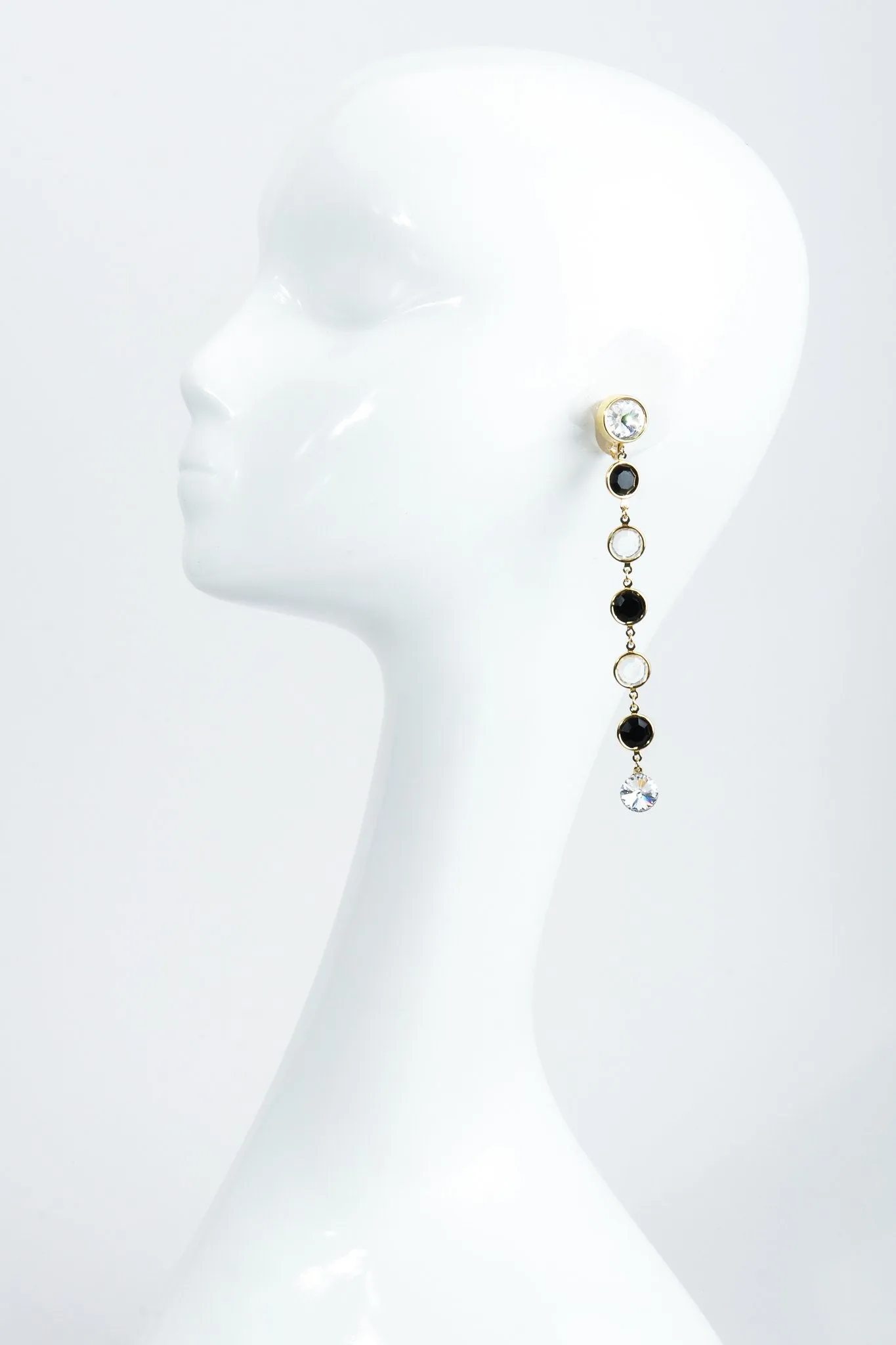 Long Crystal Bezel Drop Earrings