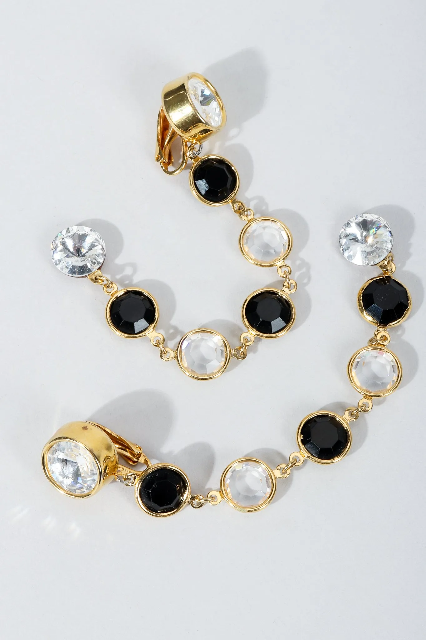 Long Crystal Bezel Drop Earrings