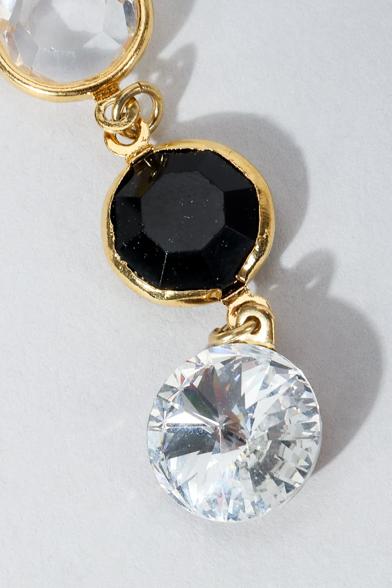 Long Crystal Bezel Drop Earrings