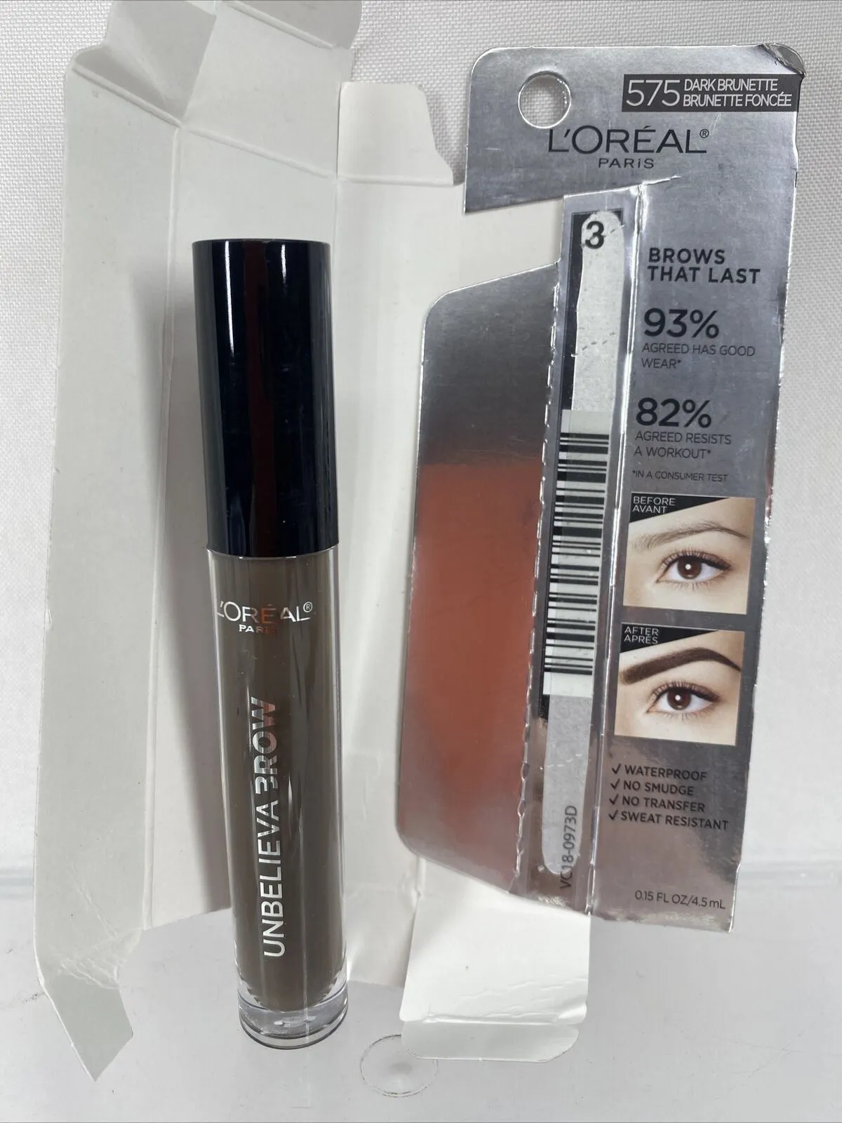 L'Oreal 575 Dark Burnette Unbelieva-Brow Gel Tinted Makeup Long Waterproof