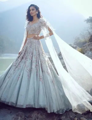 Magnolia Ice Blue Lehenga And Blouse