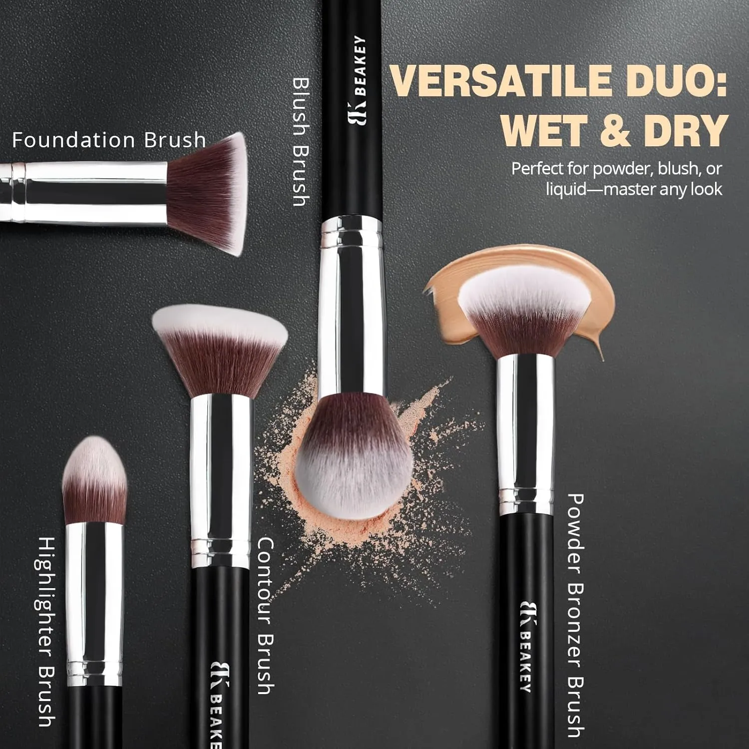 Makeup Brushes Set, Professional Foundation Eyeshadow Concealer Blush Powder Bronzer Applicator, 2 Blender Sponge with Beauty Paper Case, Valentines Day Gifts for Her