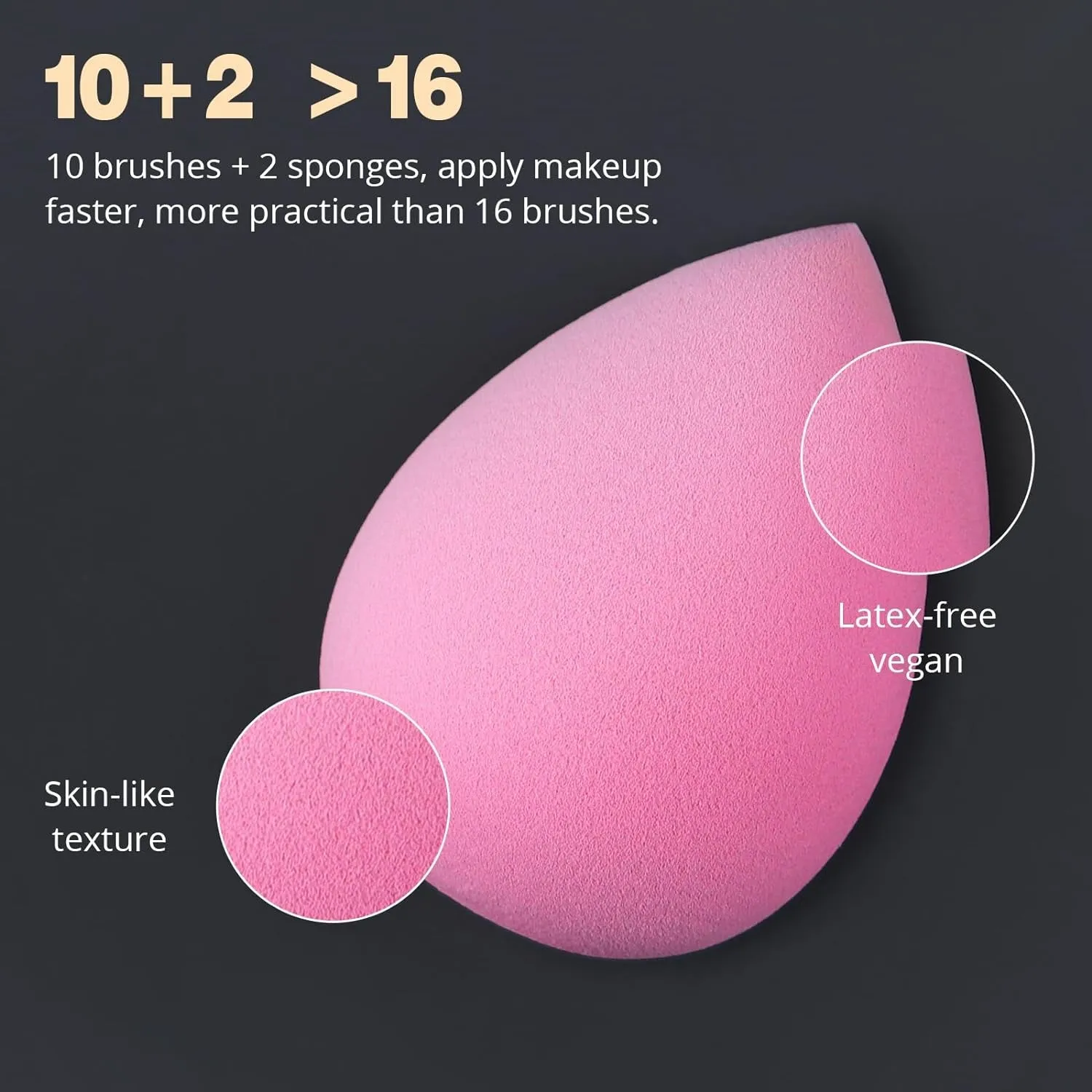 Makeup Brushes Set, Professional Foundation Eyeshadow Concealer Blush Powder Bronzer Applicator, 2 Blender Sponge with Beauty Paper Case, Valentines Day Gifts for Her