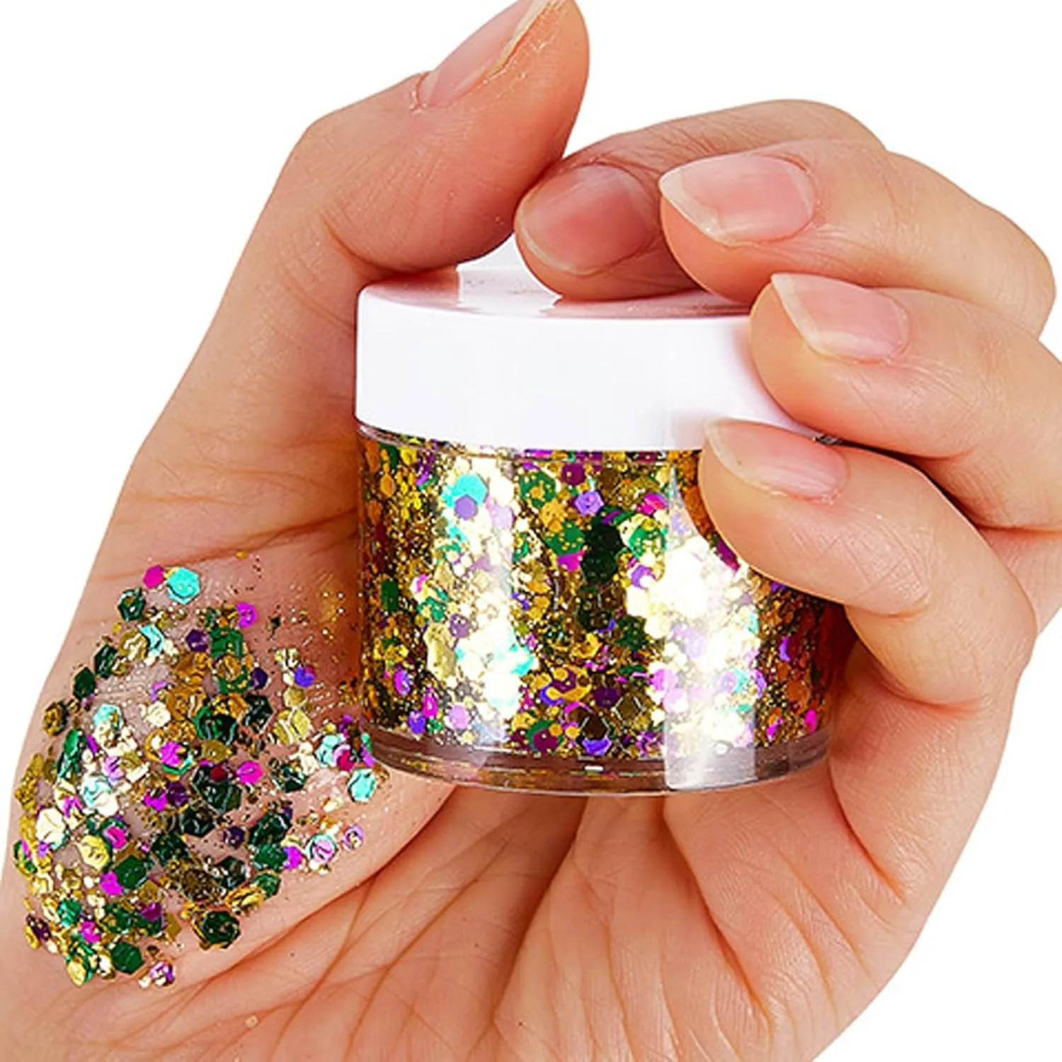 Mardi Gras Face Glitter,Green Purple Gold Mixed Holographic Chunky Body Glitter Gel,Mardi Gras Glitter,Festival Sequins for Face and Body, New Orleans Decorative Carnival Decorations