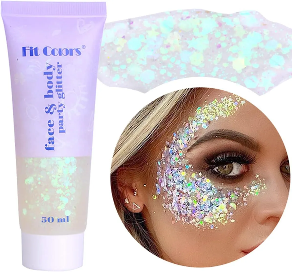 Mardi Gras Face Glitter,Green Purple Gold Mixed Holographic Chunky Body Glitter Gel,Mardi Gras Glitter,Festival Sequins for Face and Body, New Orleans Decorative Carnival Decorations