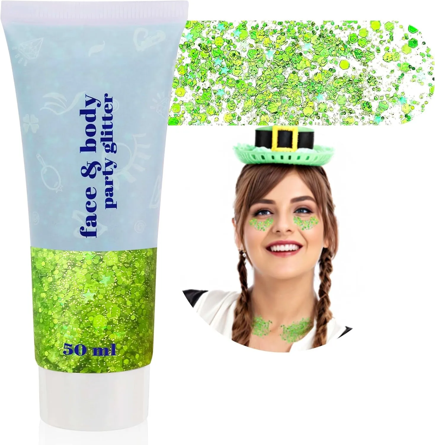 Mardi Gras Face Glitter,Green Purple Gold Mixed Holographic Chunky Body Glitter Gel,Mardi Gras Glitter,Festival Sequins for Face and Body, New Orleans Decorative Carnival Decorations