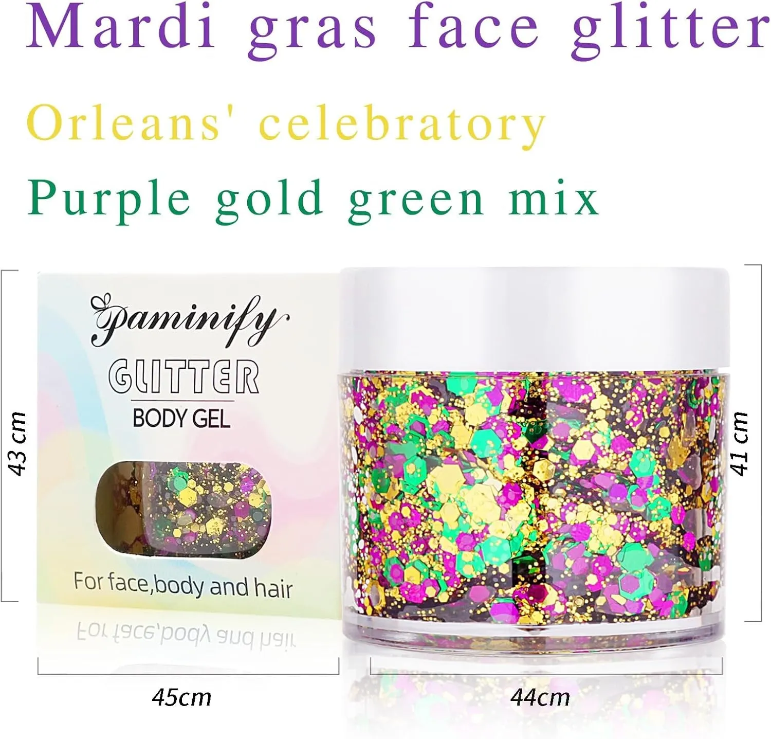Mardi Gras Face Glitter,Green Purple Gold Mixed Holographic Chunky Body Glitter Gel,Mardi Gras Glitter,Festival Sequins for Face and Body, New Orleans Decorative Carnival Decorations
