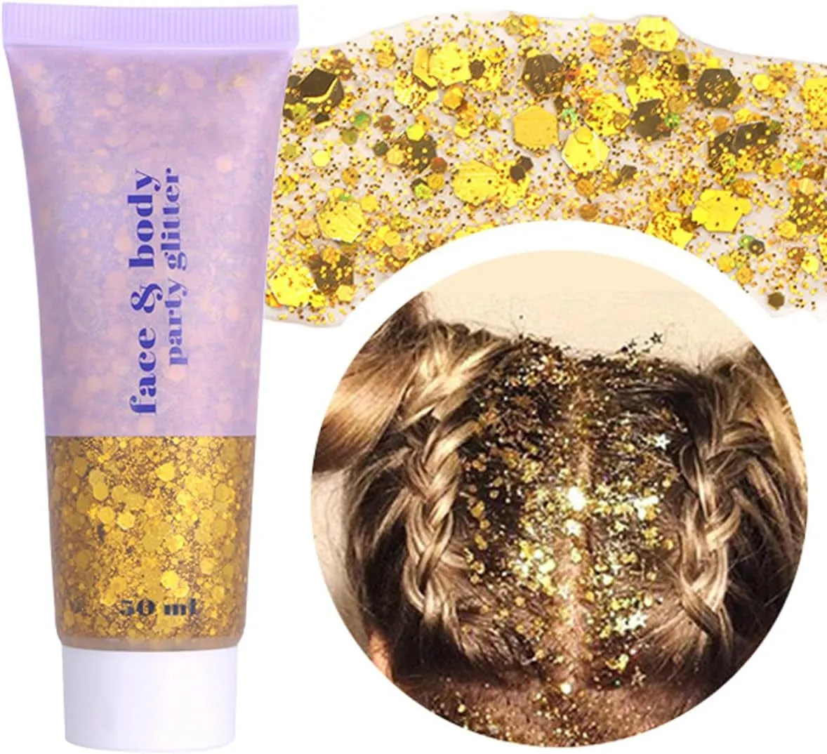 Mardi Gras Face Glitter,Green Purple Gold Mixed Holographic Chunky Body Glitter Gel,Mardi Gras Glitter,Festival Sequins for Face and Body, New Orleans Decorative Carnival Decorations
