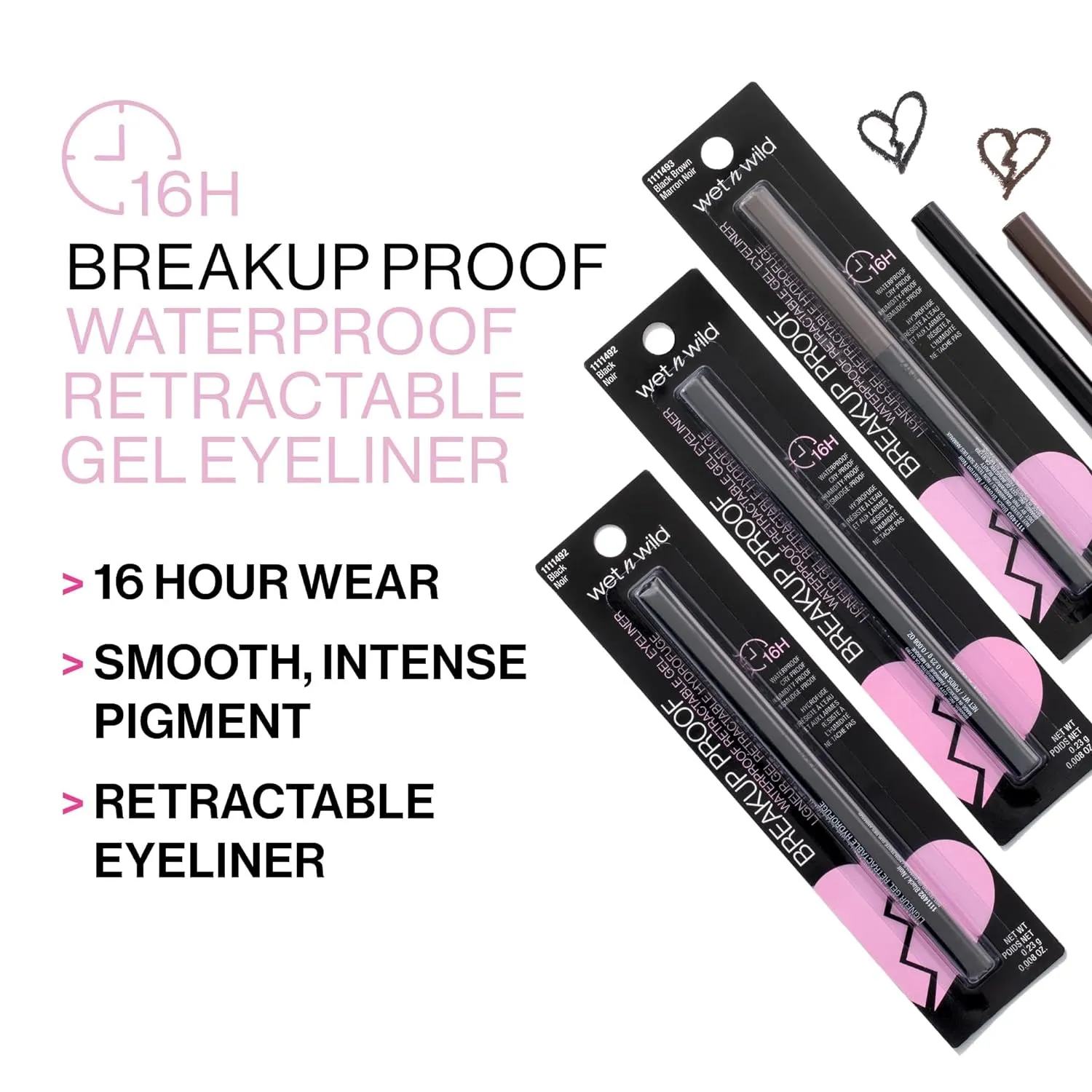 Mega Last Breakup Proof Retractable Gel Eyeliner - Waterproof 16-Hour Long-Lasting Wear, Cruelty-Free & Vegan - Brick Brown