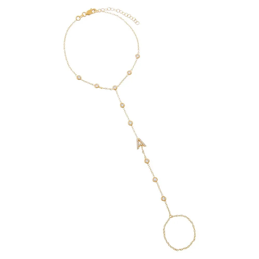 Multi CZ Embedded Pave Initial Hand Chain