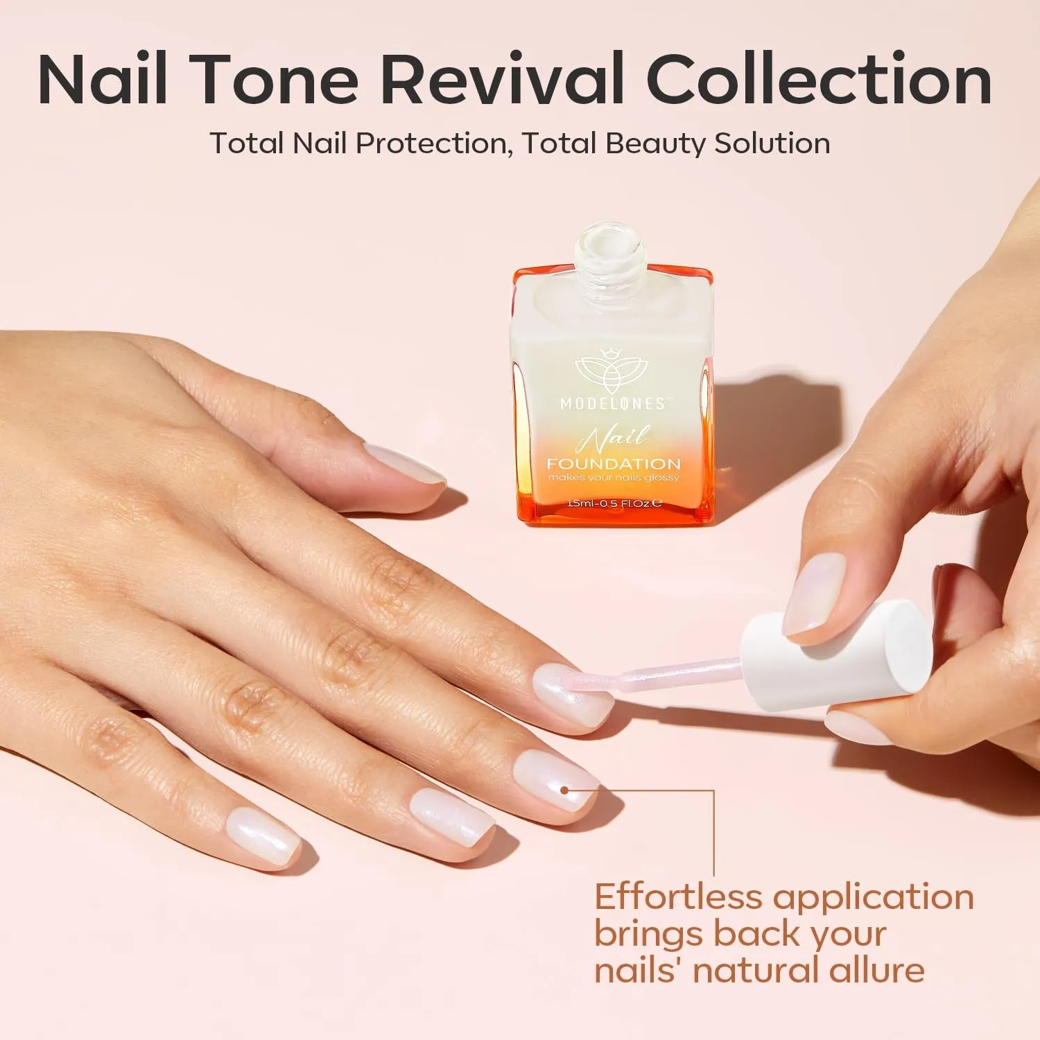 Nail Strengthener, Milky White Nail Natural Concealer Foundation Polish Air Dry Nail Growth Polish for Damaged Nails Imperfection Masking Gifts for Women 15Ml