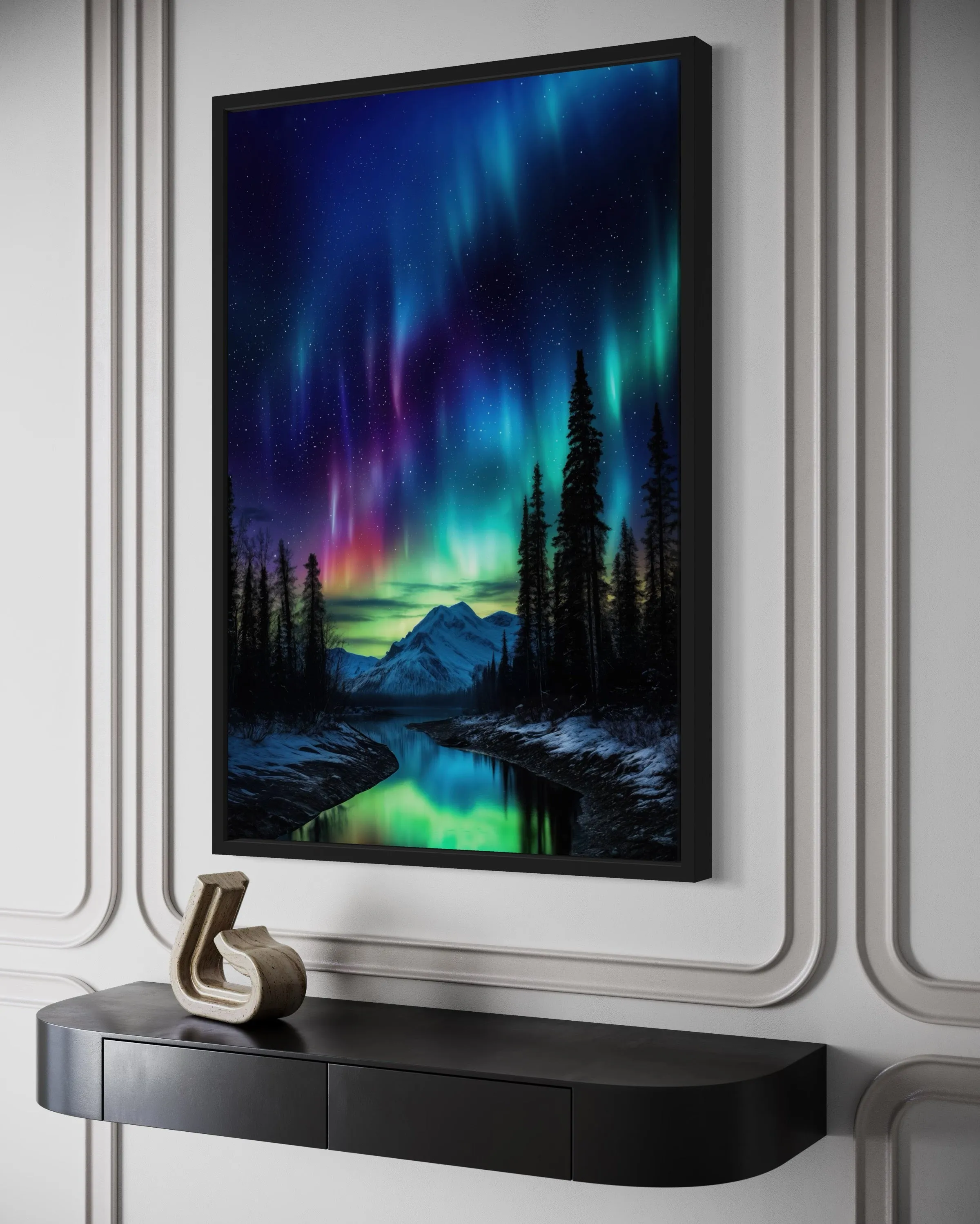 Northern Lights Stunning Aurora Borealis Framed Canvas Wall Art