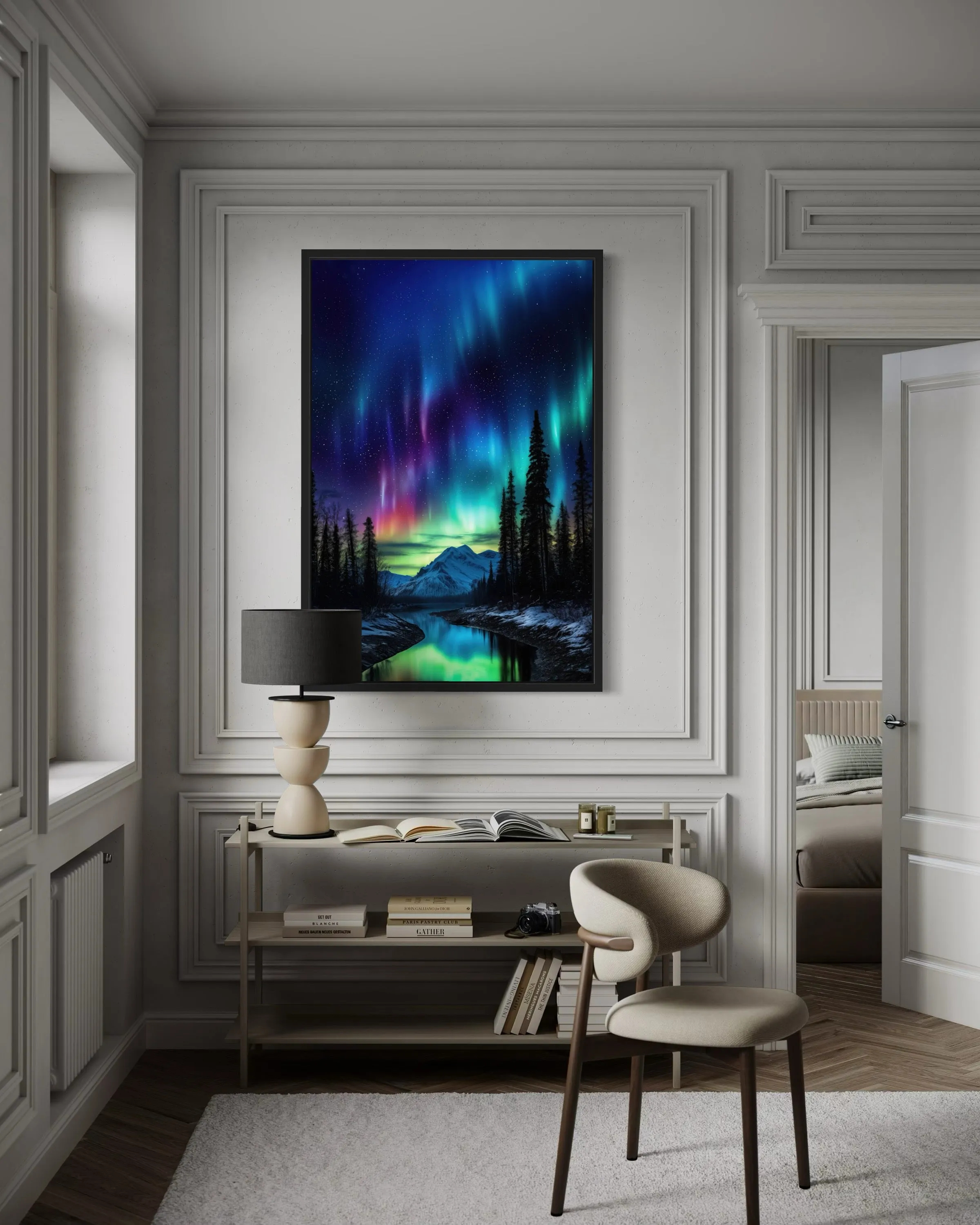 Northern Lights Stunning Aurora Borealis Framed Canvas Wall Art