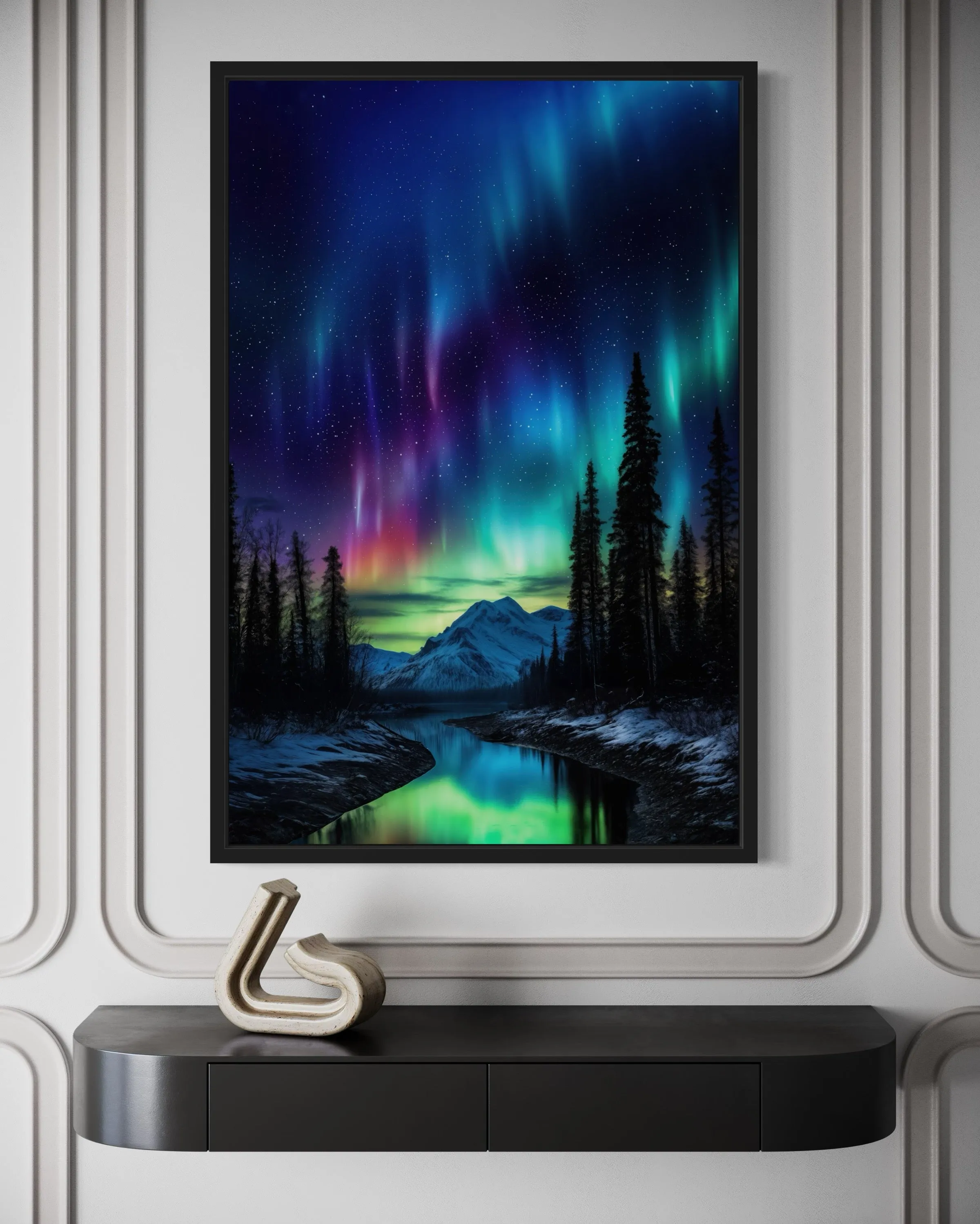 Northern Lights Stunning Aurora Borealis Framed Canvas Wall Art