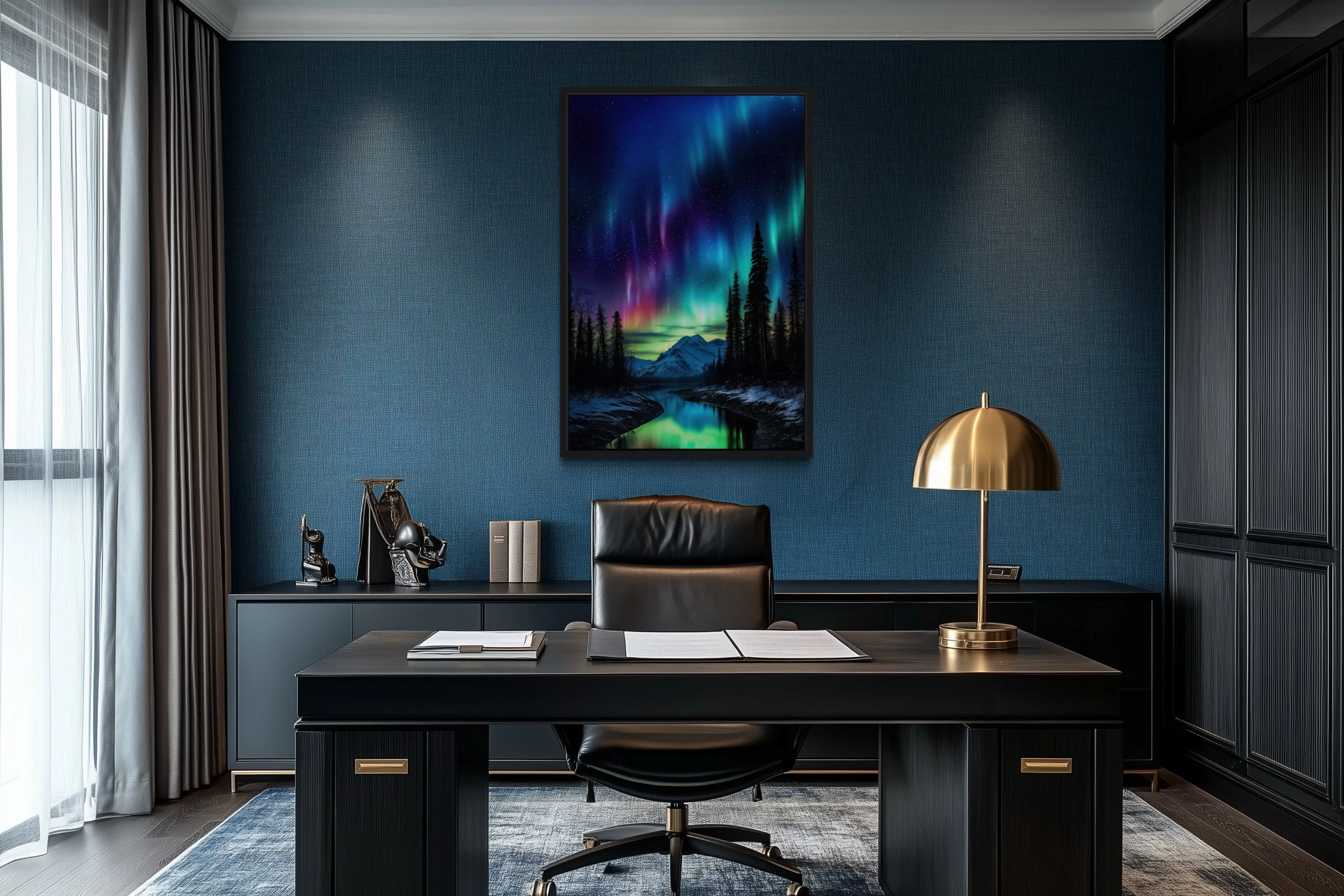 Northern Lights Stunning Aurora Borealis Framed Canvas Wall Art