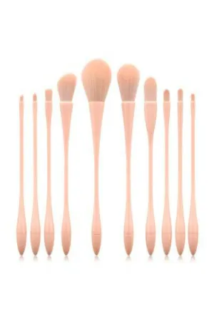 Nude Pink Makeup Brushes Set - 10 Pcs