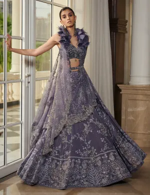 Nylah Blue Chikankari Chiffon Lehenga Set