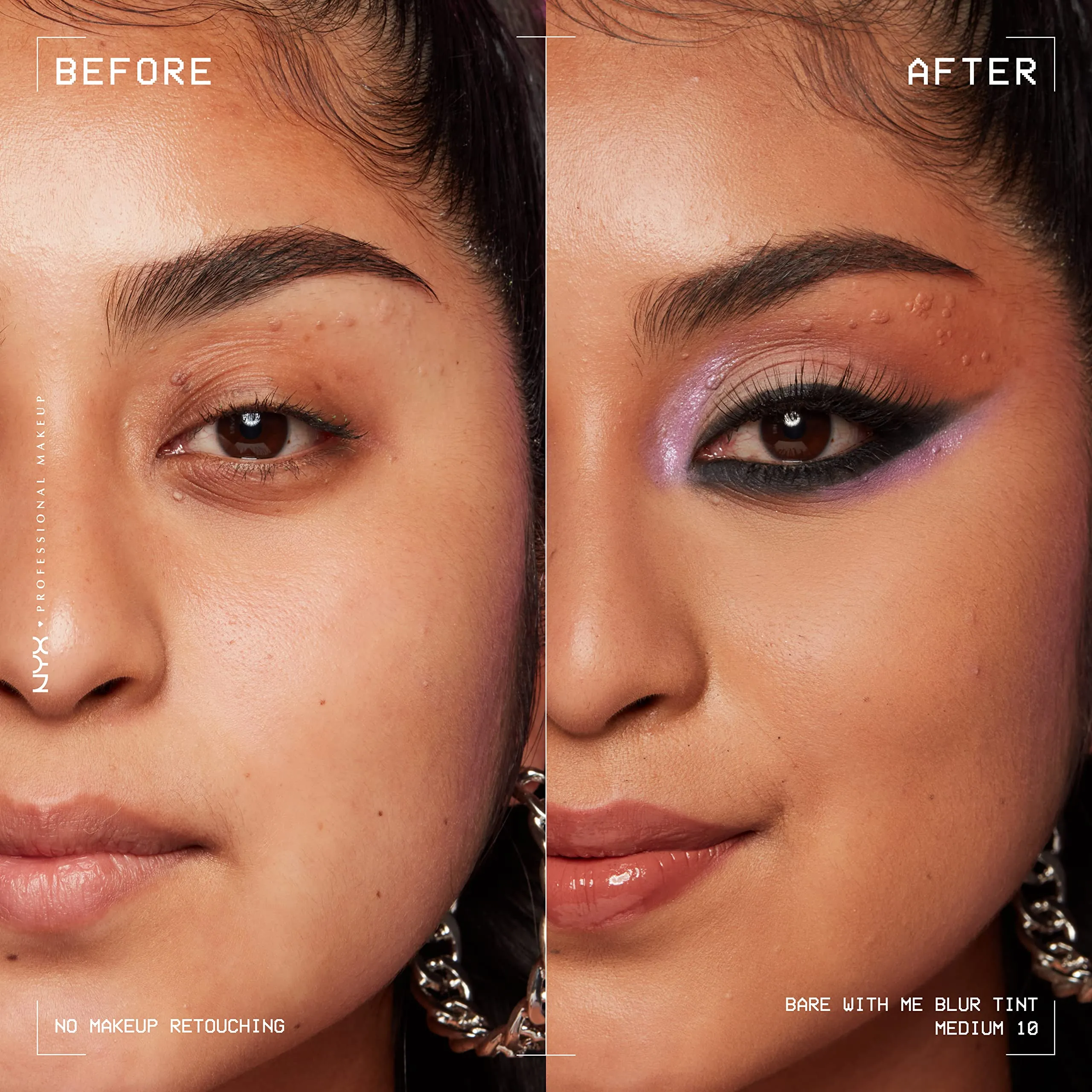 NYX PROFESSIONAL MAKEUP Bare With Me Blur Skin Tint Foundation Make Up with Matcha, Glycerin & Niacinamide - Medium