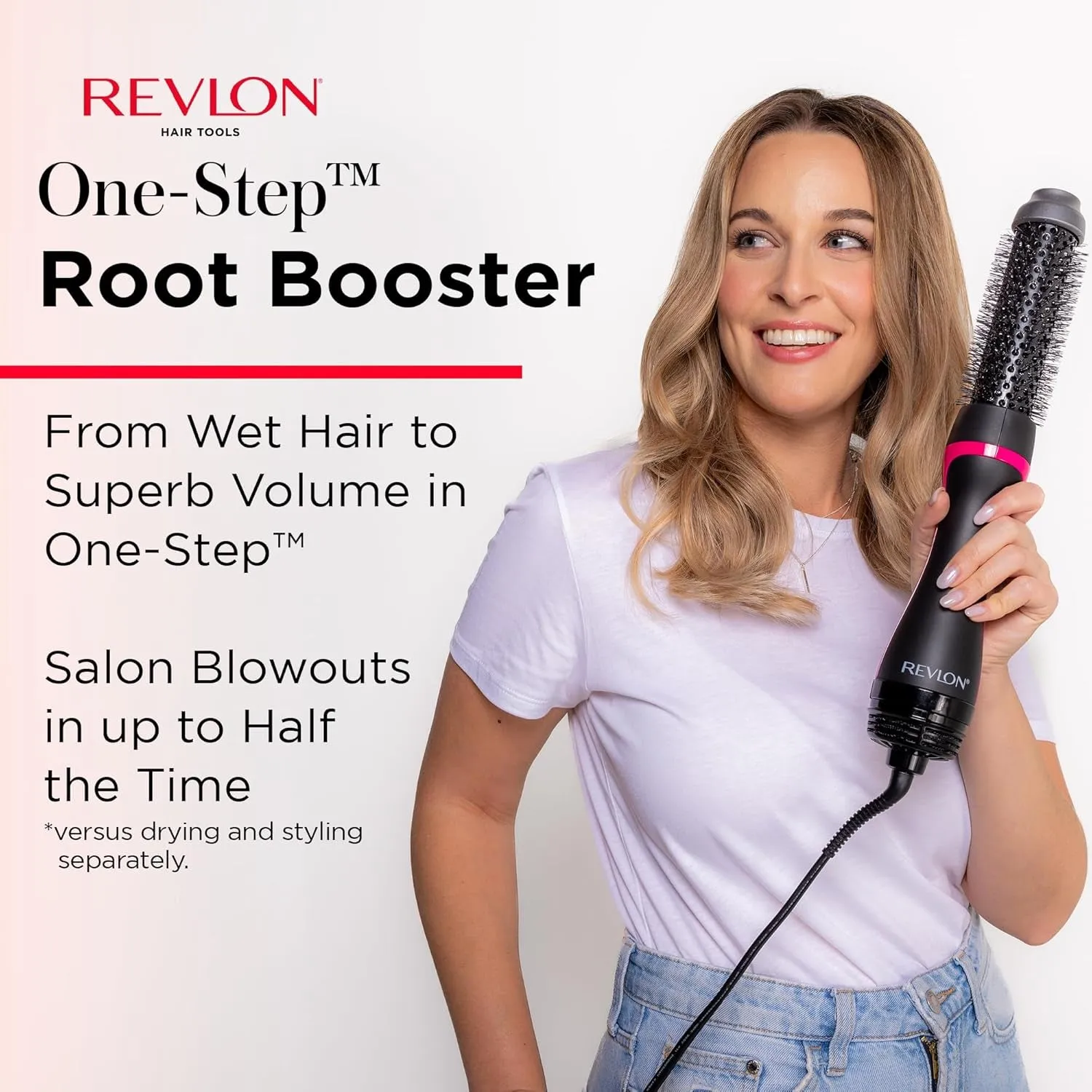 One-Step Hair Dryer and Styler - Root Booster round Brush for Styling, Dryer Brush for Fast and Easy Salon-Quality Blowout, More Shine and Less Frizz (1-1/2 In)