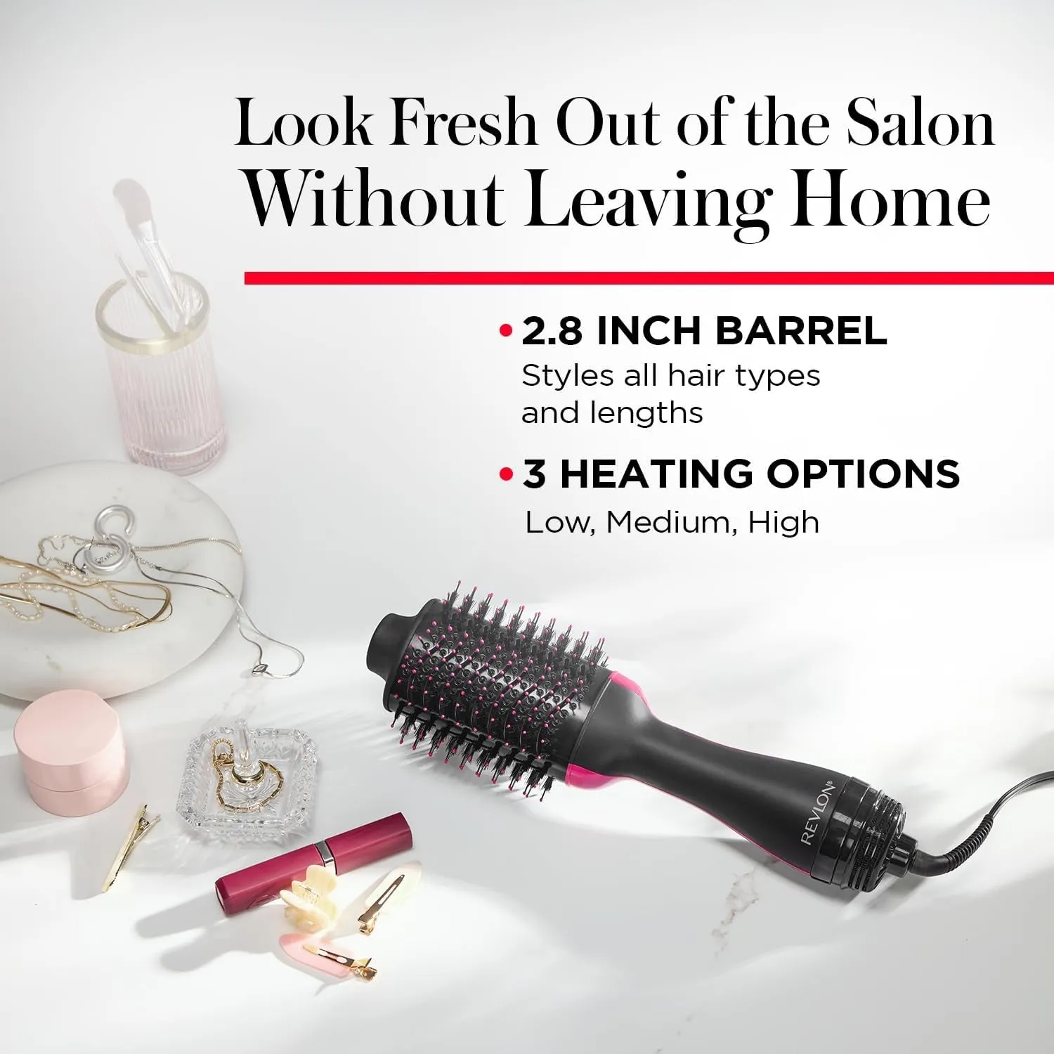 One-Step Volumizer Hair Dryer and Styler, for Less Frizz, More Shine, and Reduced Heat Damage for Salon Style round Brush for Blowout, Black (Amazon Exclusive)