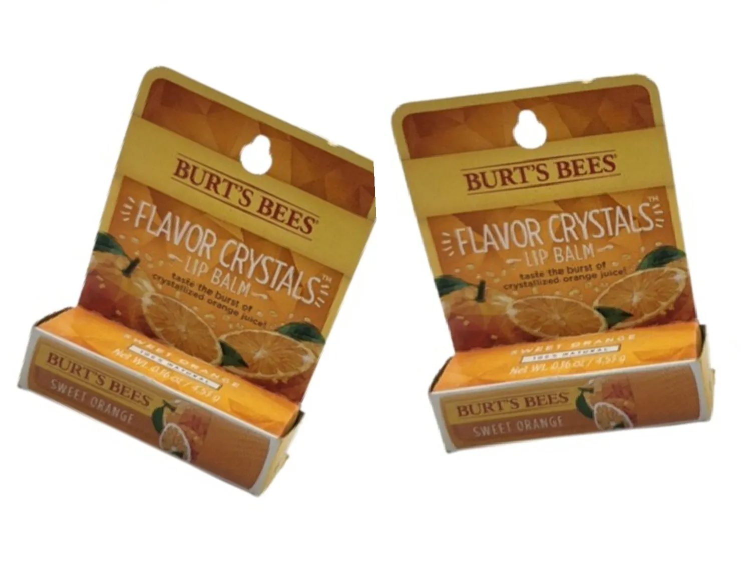 Pack of 2 Burt's Bees Flavor Crystals Lip Balm , Sweet Orange