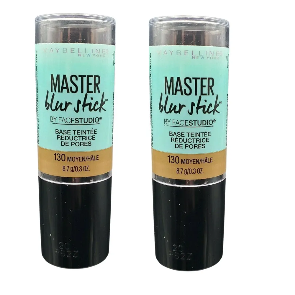 Pack of 2 Maybelline Master Blur Stick Pore Minimizing Tinted Primer, Medium/Tan 130