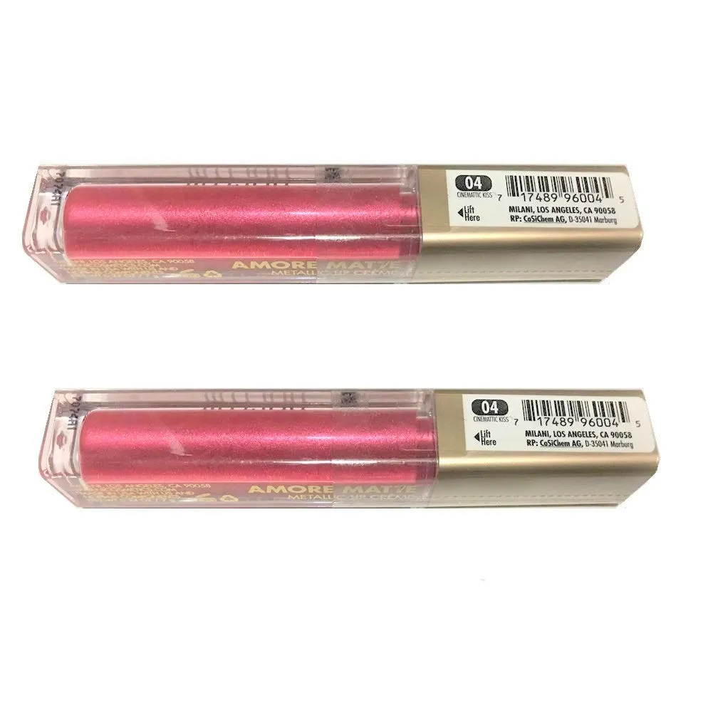 Pack of 2 Milani Amore Matte Metallic Lip Creme, Cinemattic Kiss (04)
