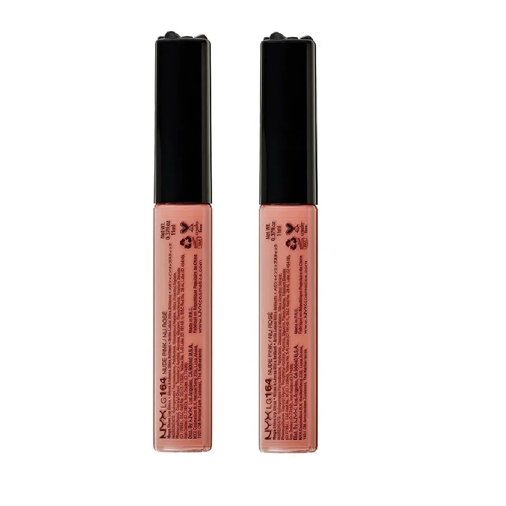 Pack of 2 NYX Mega Shine Lip Gloss, Nude Pink LG164
