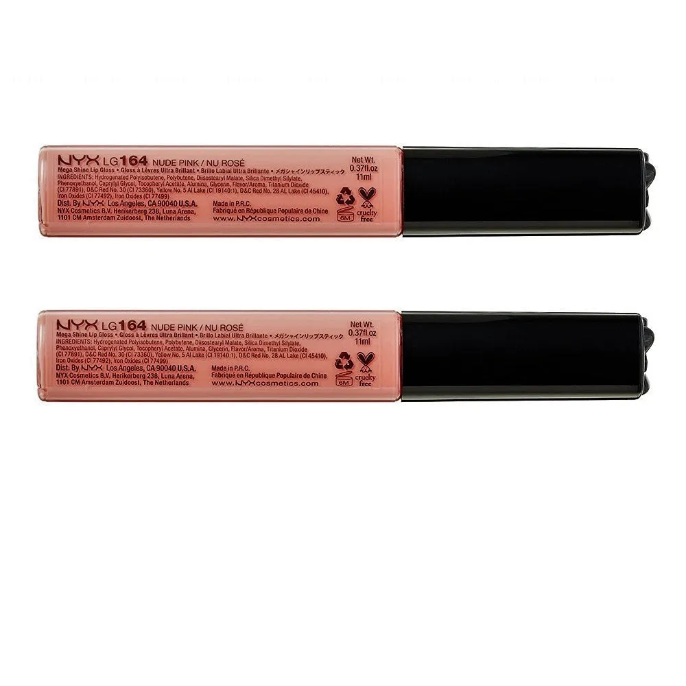 Pack of 2 NYX Mega Shine Lip Gloss, Nude Pink LG164
