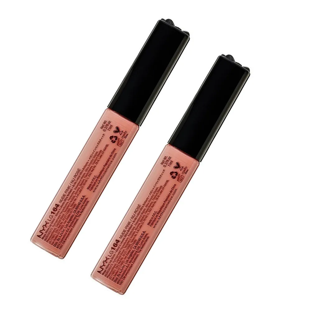 Pack of 2 NYX Mega Shine Lip Gloss, Nude Pink LG164