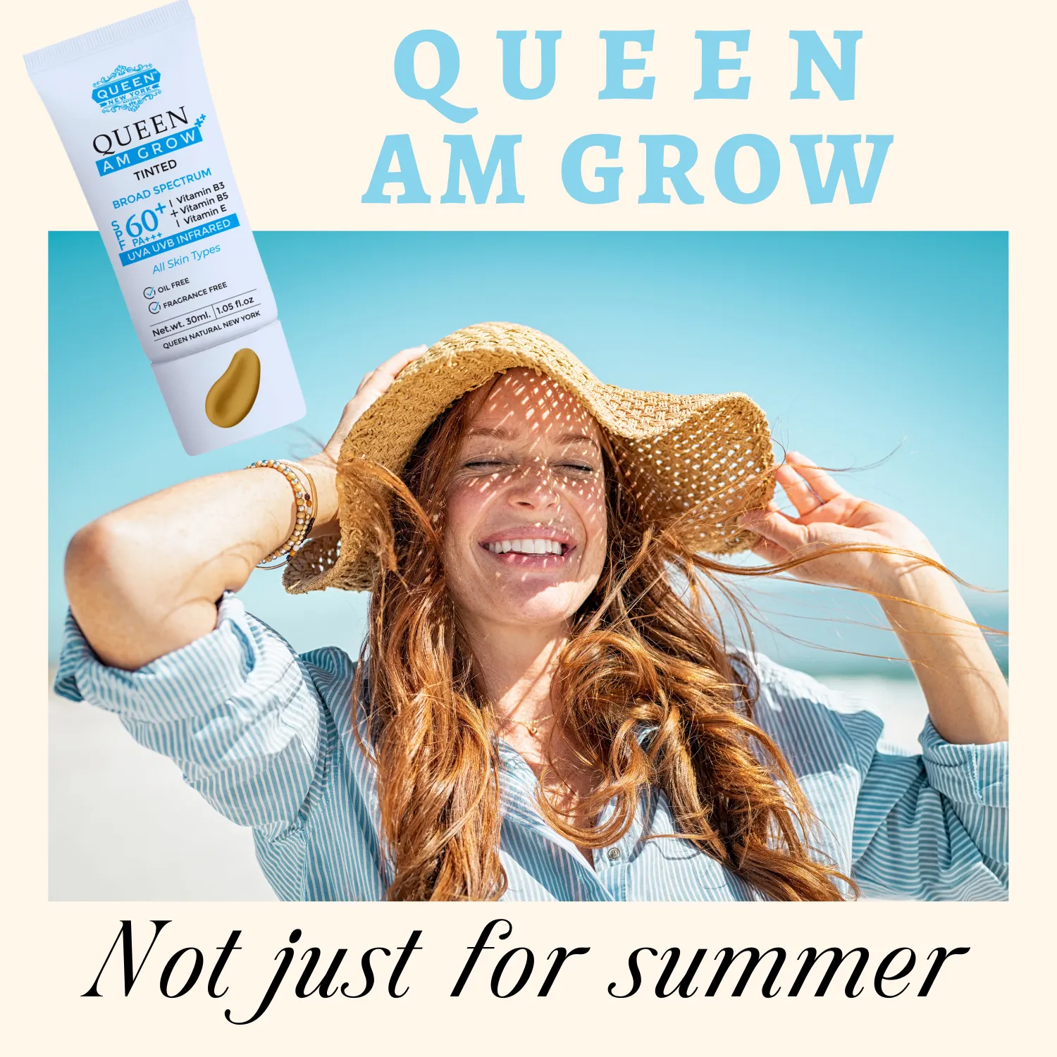 Pack of 2 QUEEN AM GLOW | TINTED Sunscreen SPF 60 PA   Primer-Anti Aging, Face Moisturizer- Vitamin B3, B5, E-fragrance free by QUEEN NATURAL NEW YORK
