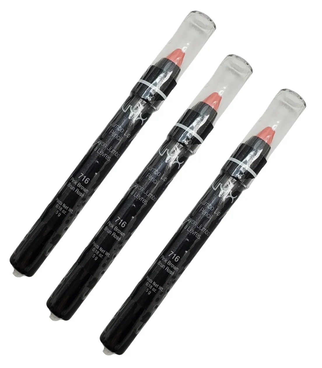 Pack of 3 NYX Jumbo Lip Pencil, Pink Brown 716