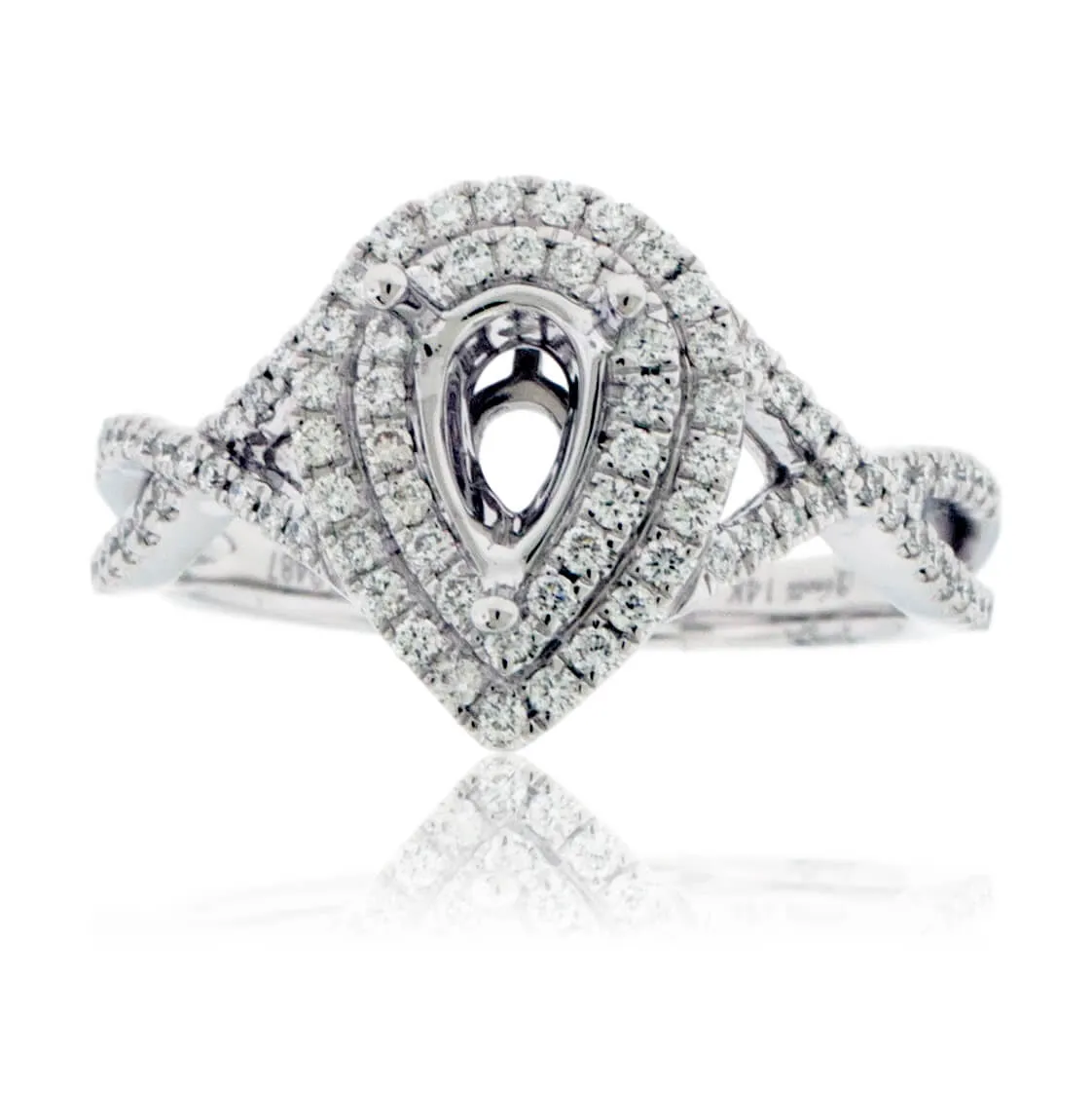 Pear Shaped Diamond Engagement Semi-Mount Ring