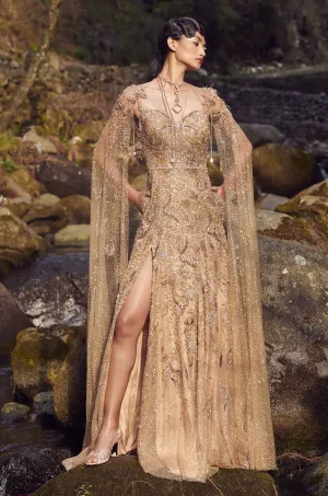 Penny Blossom Golden Fitted Bridal Gown