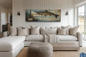 Pike Fish Wall Art - Angler's Paradise Retreat Fishing Sign Framed Cabin Wall Art