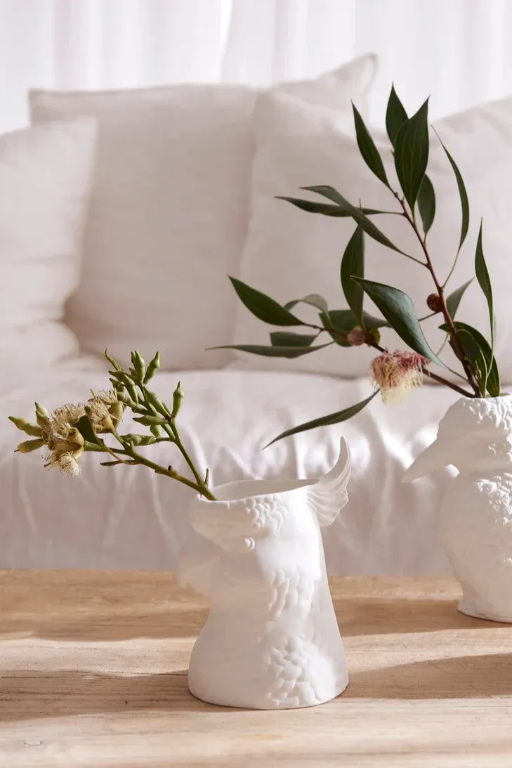 Porcelain Feather Cockatoo Vase