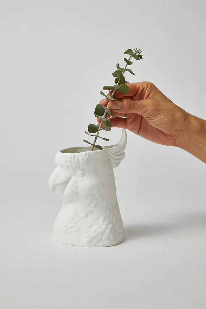 Porcelain Feather Cockatoo Vase
