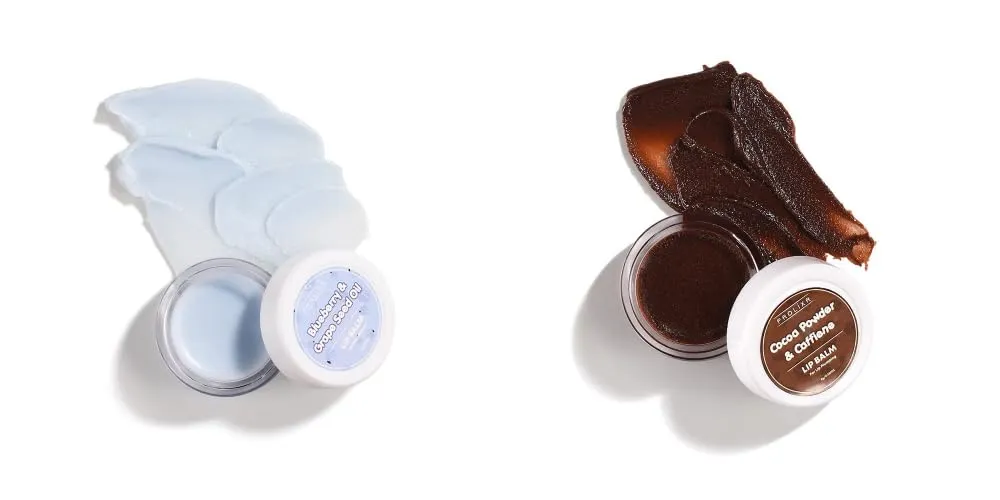 Prolixr Lip Balm Duo: Cocoa powder Caffeine   Blueberry Grapeseed oil | Dry, Chapped & Dark Lips | Long Lasting Hydration | Natural Pink Tint | Antioxidant-Rich Formula | All Skin Types - 8g each