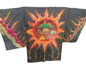 "Primordial Fire" Reimagined Vintage Kimono - Kimono Zulu Artist Collaboration with DonRasta Rseenal