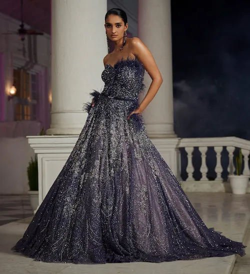 Ruanna Azure Blue Shimmer Bridal Gown