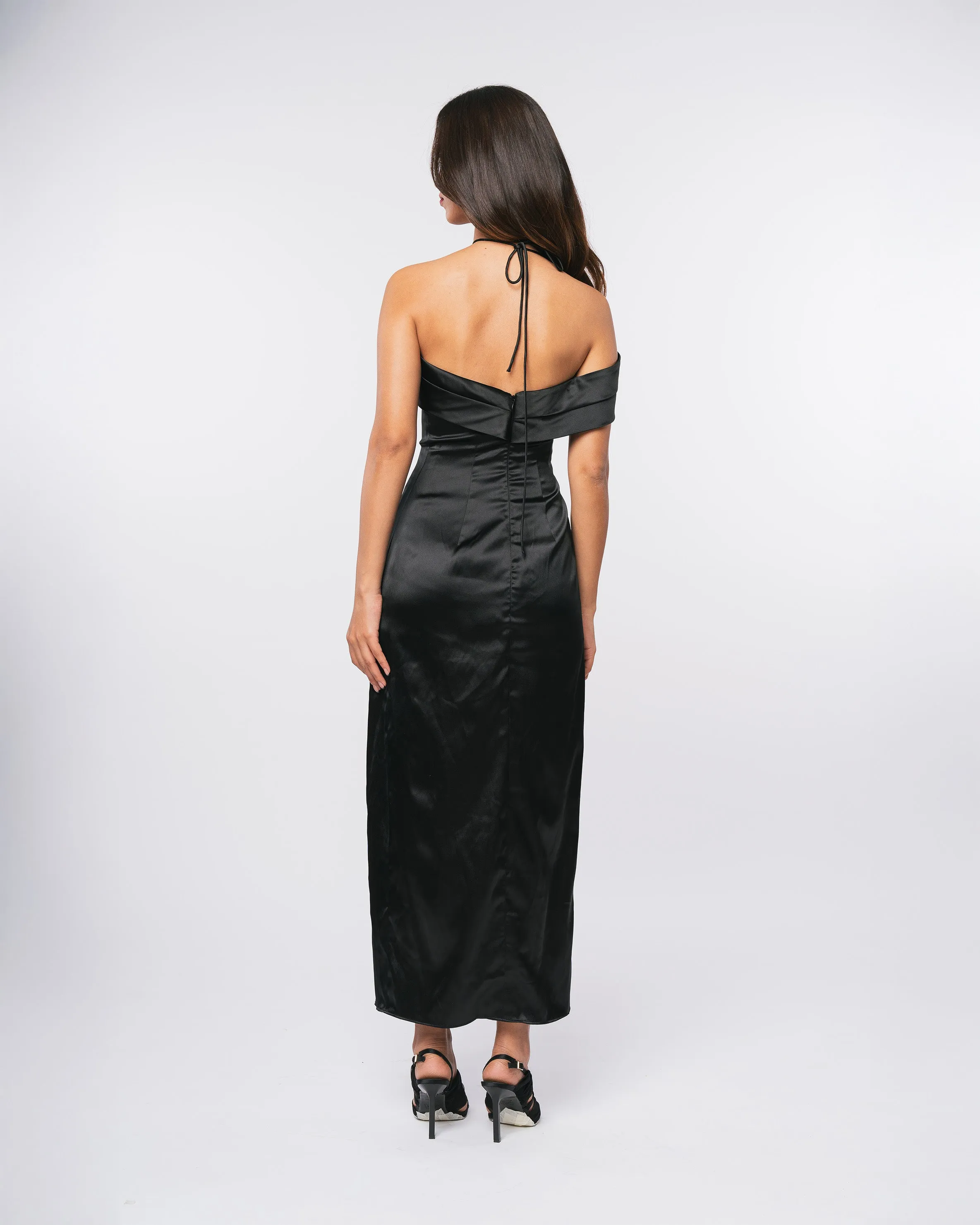 SATIN KISS DRESS - BLACK