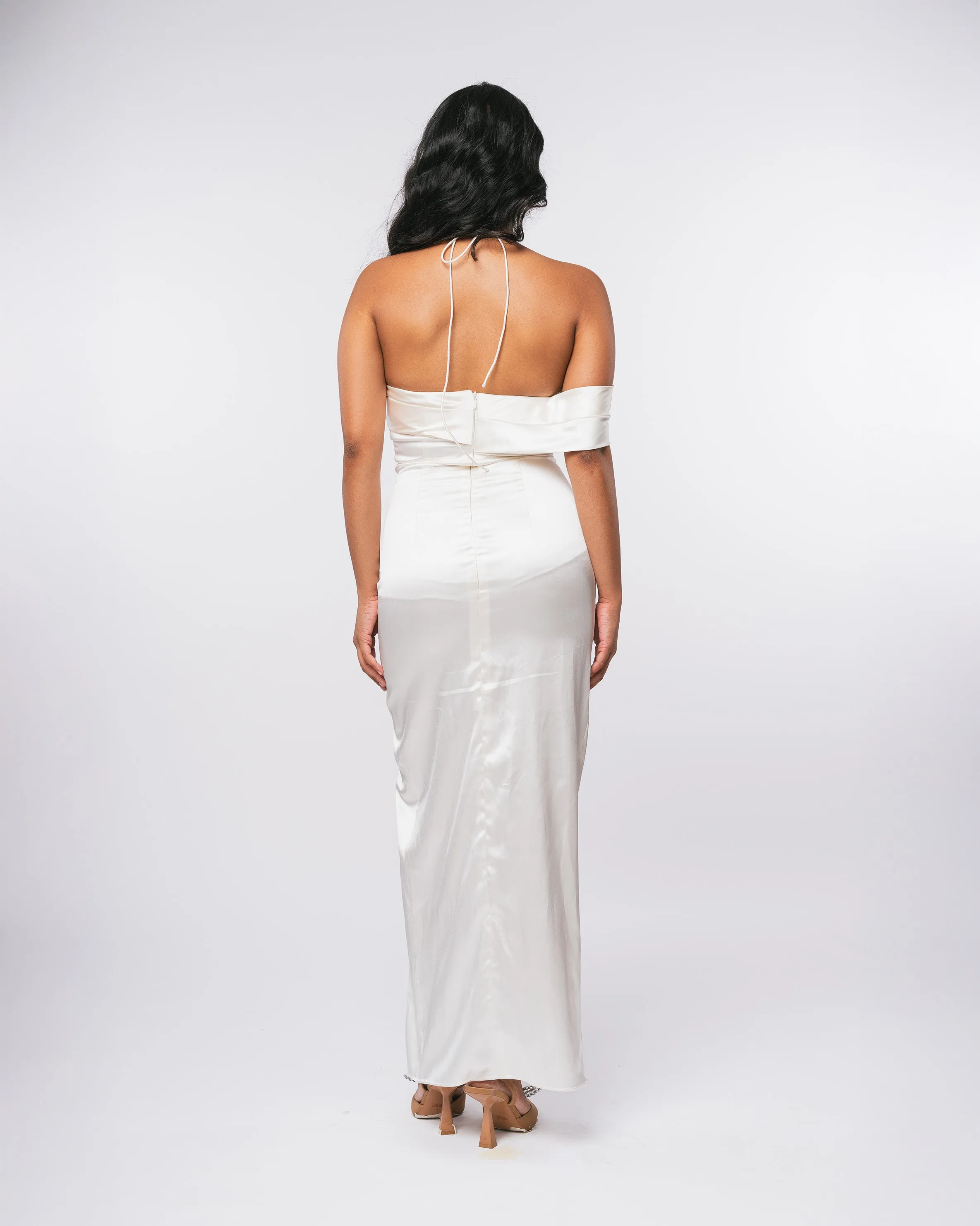 SATIN KISS DRESS - WHITE