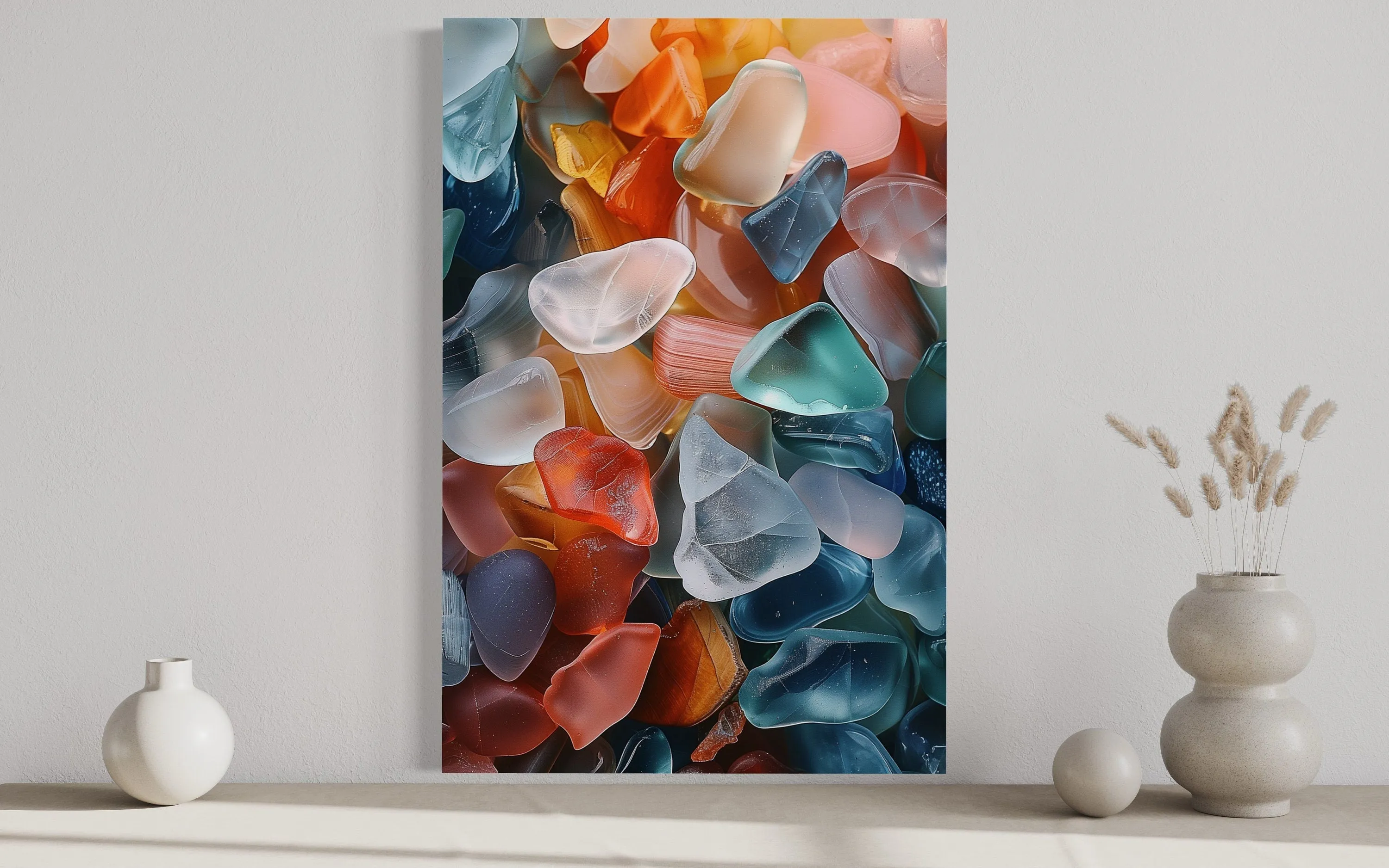 Sea Glass Painting Coastal Wall Art For Bathroom or Beach House