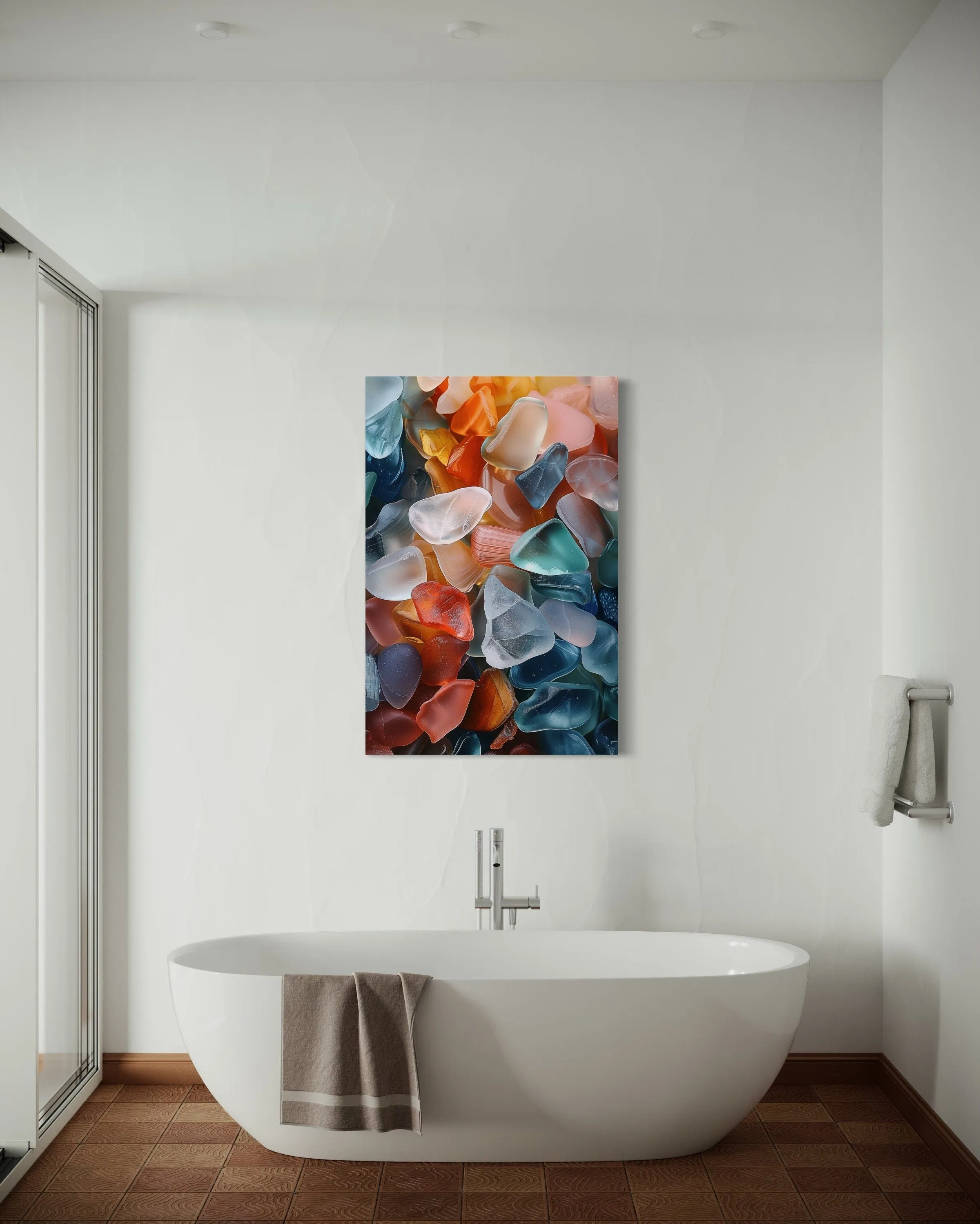 Sea Glass Painting Coastal Wall Art For Bathroom or Beach House