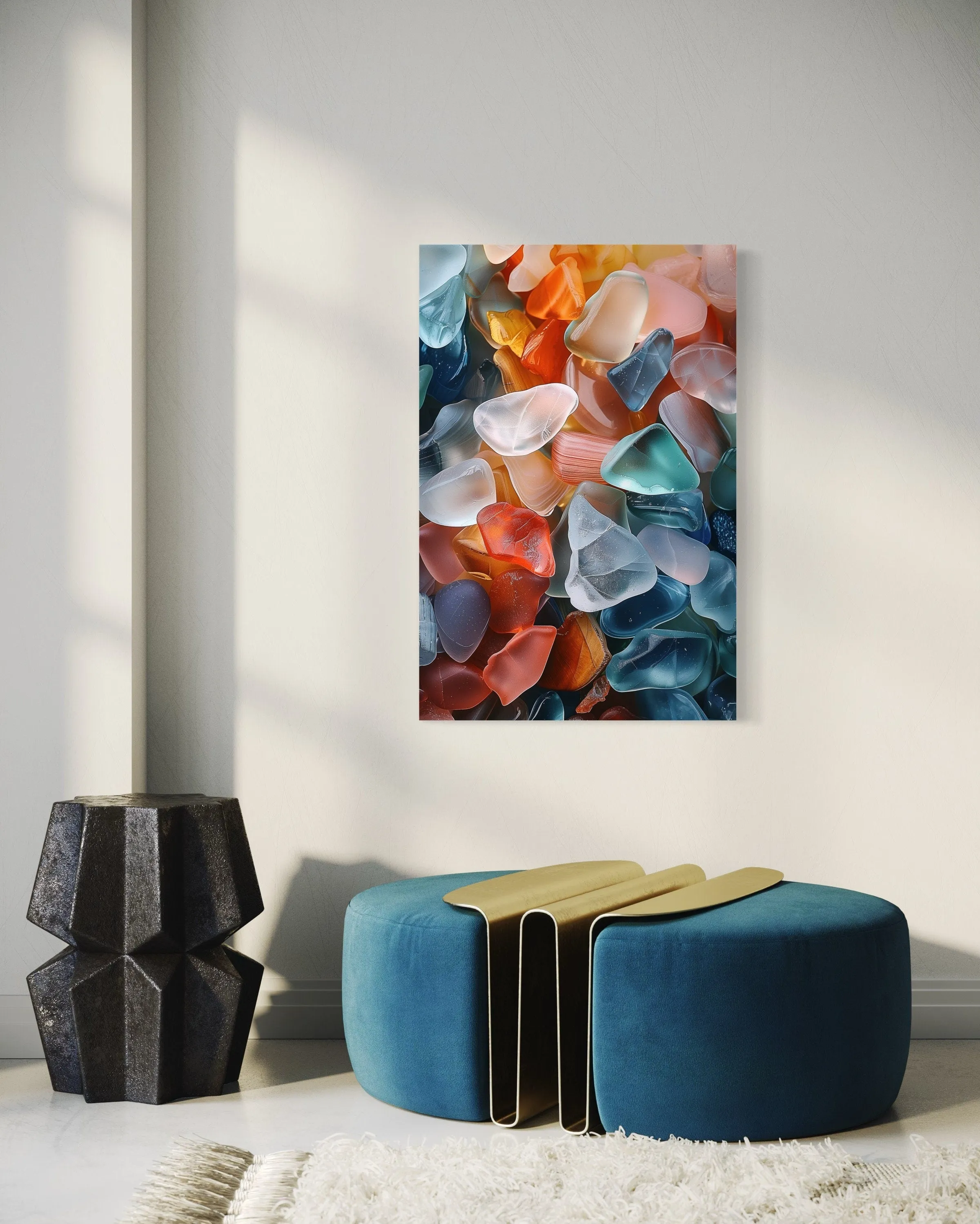 Sea Glass Painting Coastal Wall Art For Bathroom or Beach House