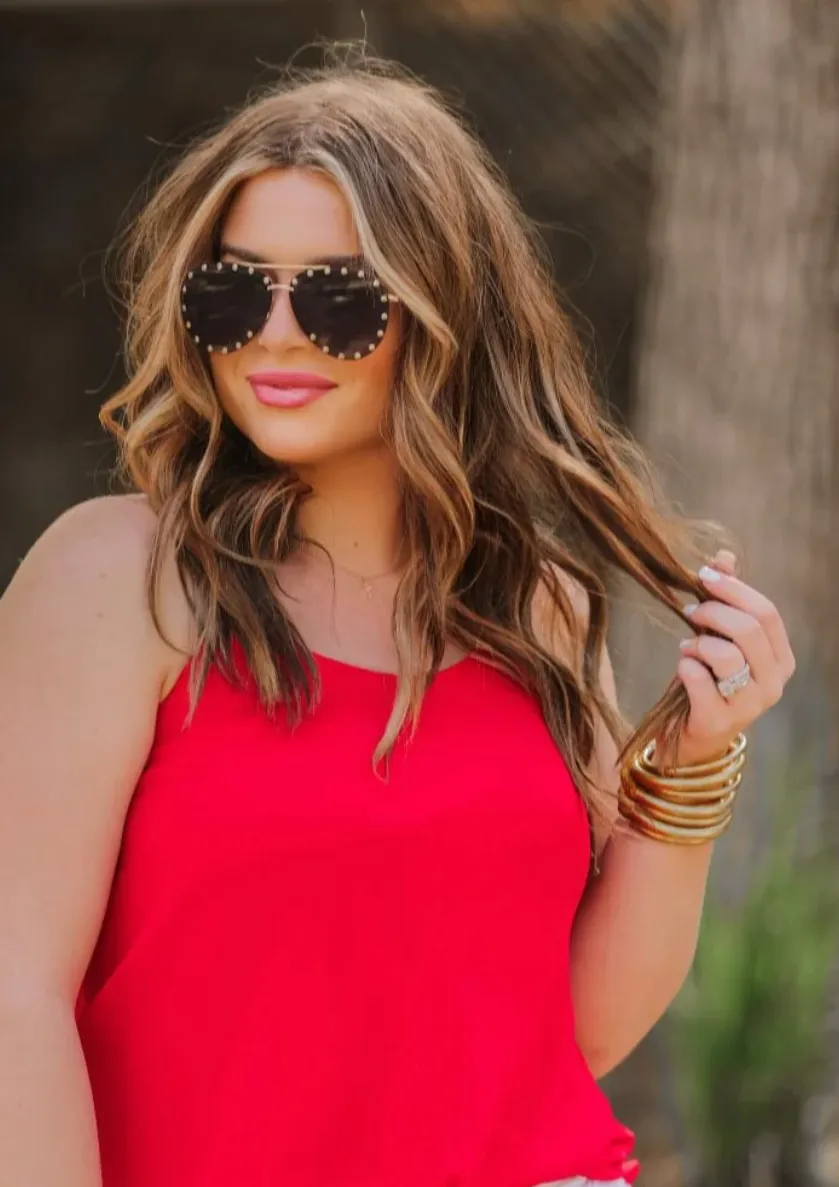 Showstopper Studded Aviator Sunglasses