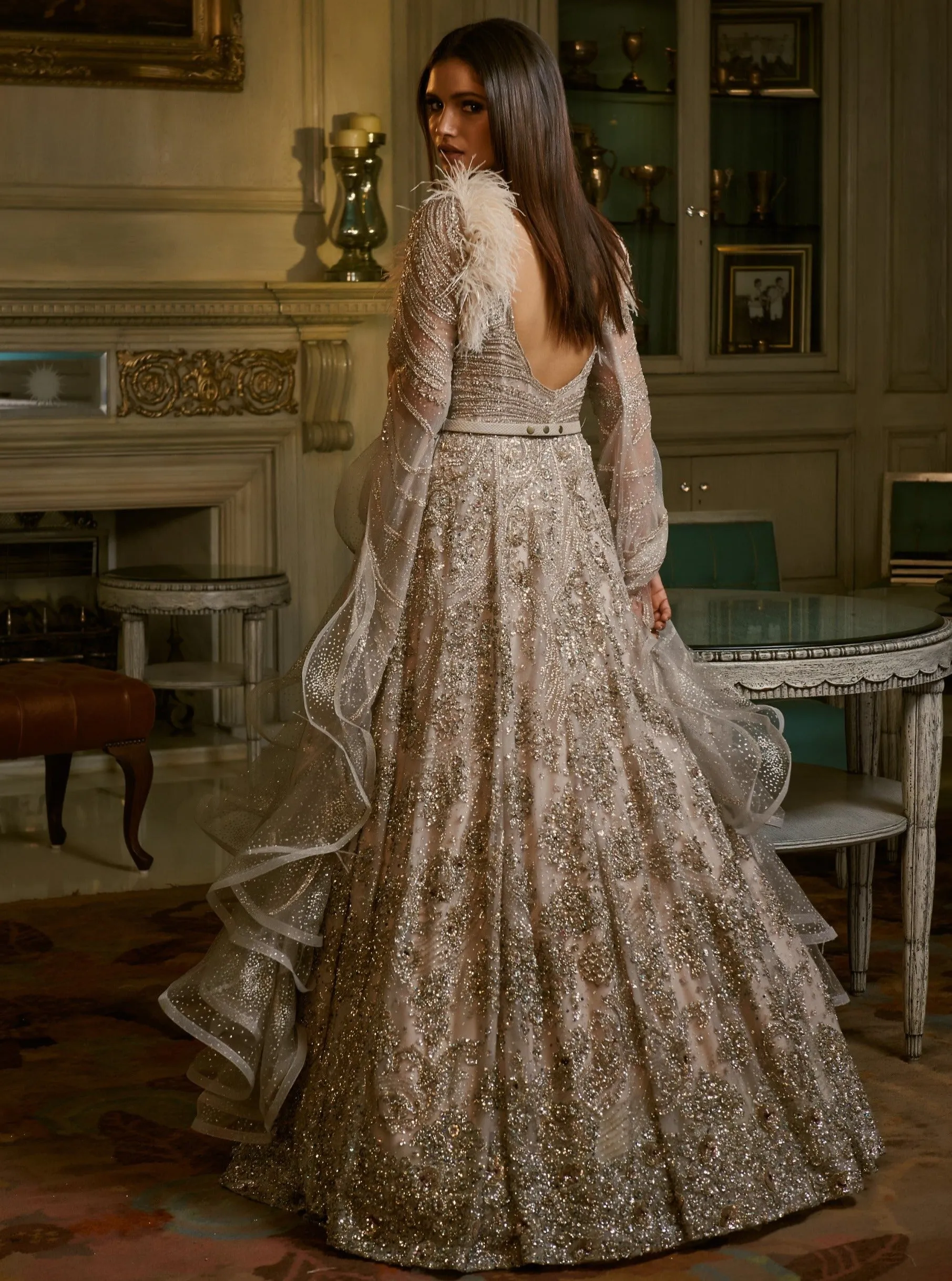 Silver Alizeh Full Length Kalidaar Gown